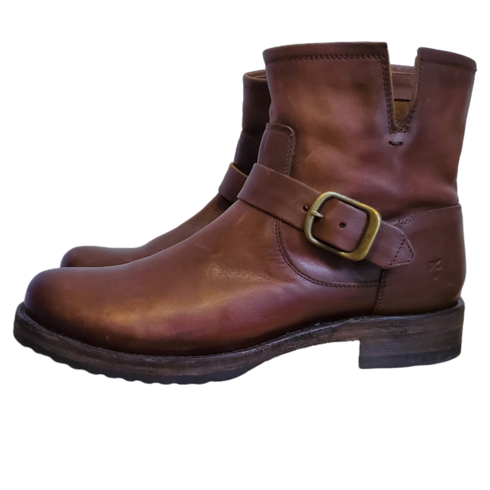 EUC Frye Oil Vintage Leather Buckle Wrap Veronica Bootie